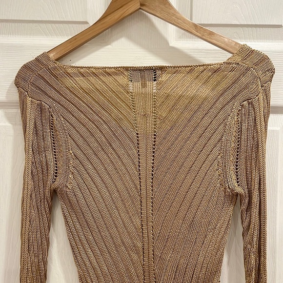 L’Academie Mavis Ribbed Knit Gold Sweater - Picture 6 of 13
